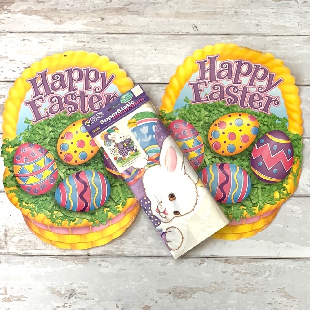 Happy Easter Holiday Spring Decorations Wall Hanging Window Sticker Set